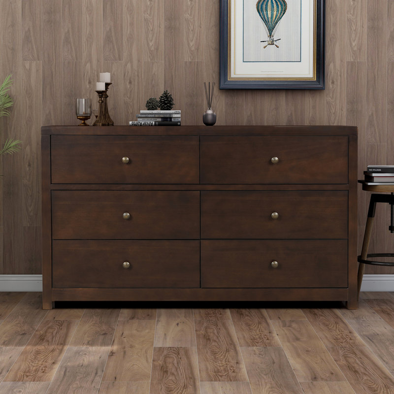 Magic Home Vintage Aesthetic Solid Wood 6 Drawer Double Dresser In Rich Brown Wayfair.ca
